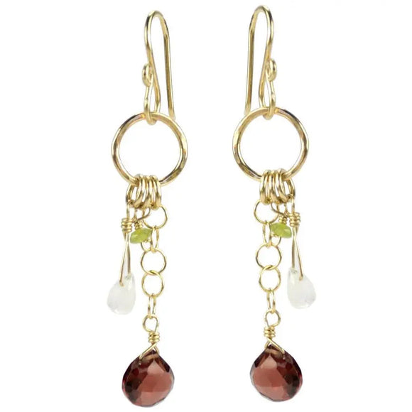 Vannucci Design by Justine Garnet Green Garnet and Moonstone Fall Harvest Earrings EL047