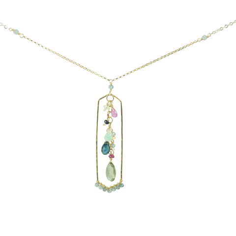Vannucci Jewelry by Justine Moss Aqua Kyanite Rhodolite Garnet Aquamarine Pink Sapphire Zircon Necklace N2033TRP