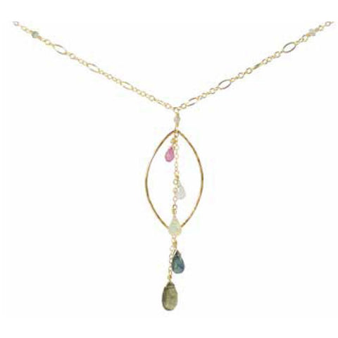 Vannucci Jewelry by Justine Moss Aqua Pink Sapphire Kyanite Aquamarine Rhodolite Garnet Opal Necklace N2011TRP