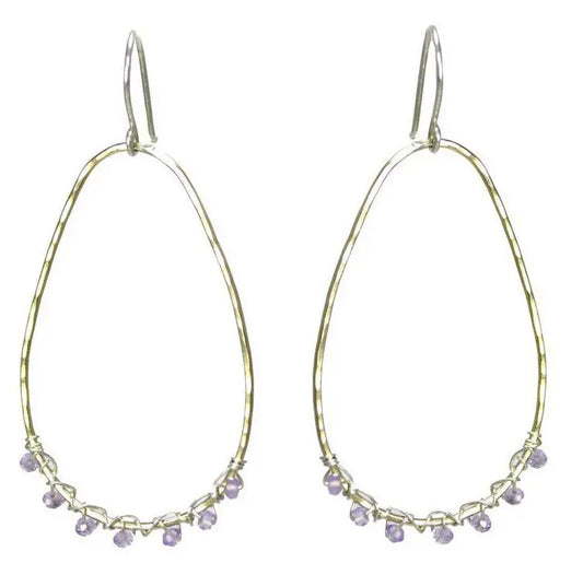 Vannucci Design by Justine Pink Amethyst Avocado Earrings EO018