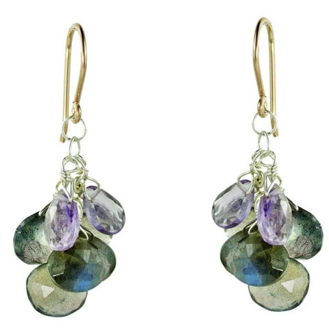 Vannucci Design by Justine Pink Amethyst and Labradorite Cascade Earrings EO067