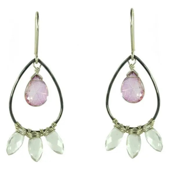 Vannucci Design by Justine Pink Mystic Topaz and Clear Quartz Efulgent Pink Earrings EG021