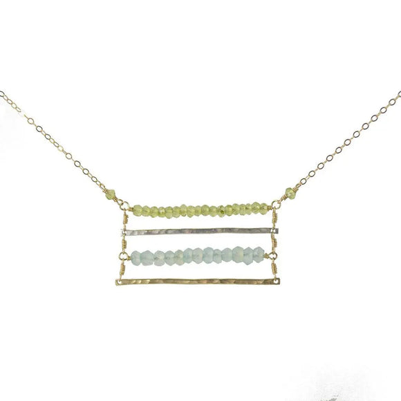 Vannucci Design by Justine Vessuvianite and Chalcedony Gemstone Ladder Necklace NM2084