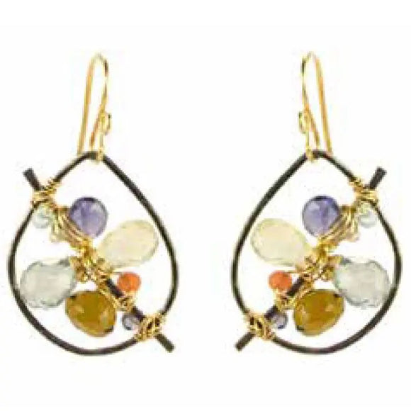 Vannucci Jewelry by Justine Mystic Green Quartz Iolite Lemon Topaz Whiskey Topaz Sunstone Aqua Earrings E002GOSS