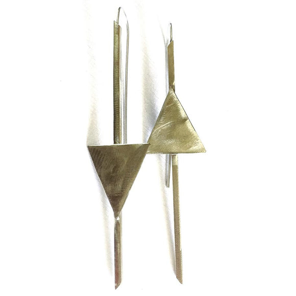 Votive Designs Jewelry Golden Arrow Sterling Silver and Brass Earrings GAE002 Artistic Artisan Designer Jewelry