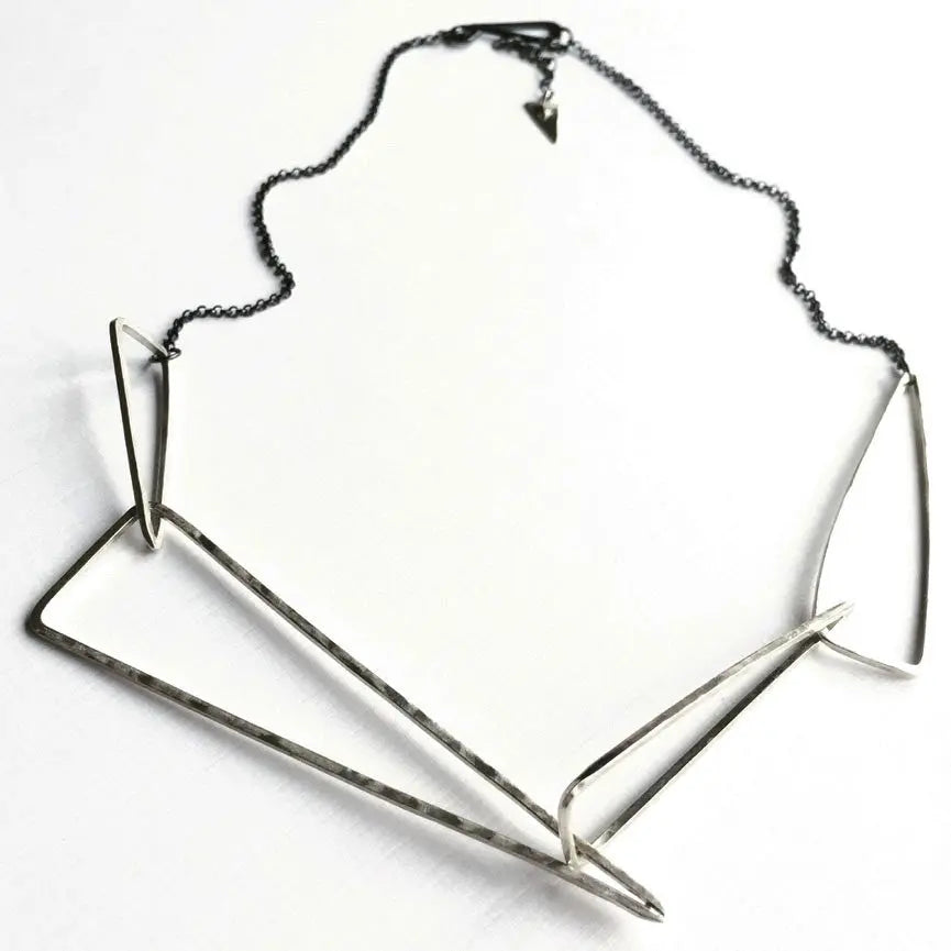 Votive Designs Jewelry Hollow Fibonacci Strand Oxidized and Sterling Silver Necklace HFSN001 Artistic Artisan Designer Jewelry