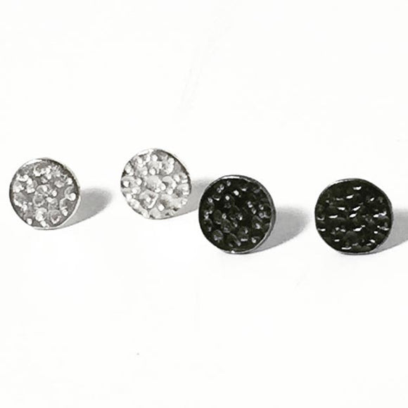 Votive Designs Jewelry Mini Meteor Stud Oxidized and Sterling Silver Earrings MMSE002 Artistic Artisan Designer Jewelry