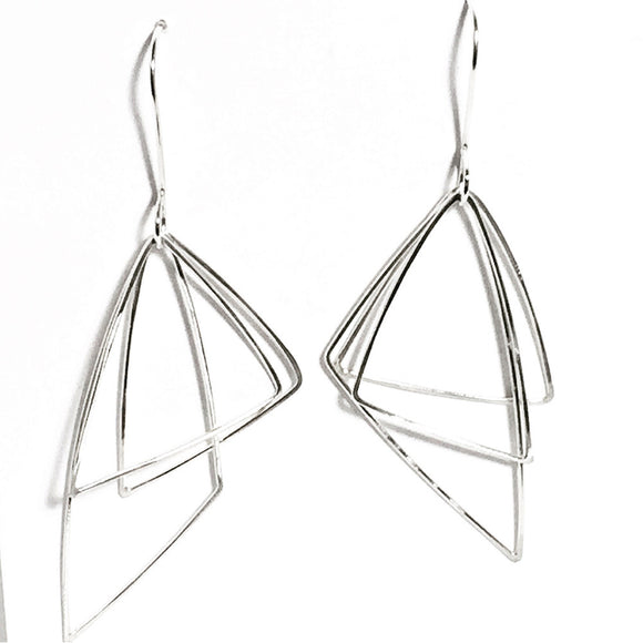 Moving Triangles Sterling Silver Earrings MTE002 by Votive Designs Jewelry, Artistic Artisan Designer Jewelry