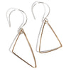 Triangle Solitaire 14Kt Gold Fill and Sterling Silver Earrings TSE002  by Votive Designs Jewelry, Artistic Artisan Designer Jewelry