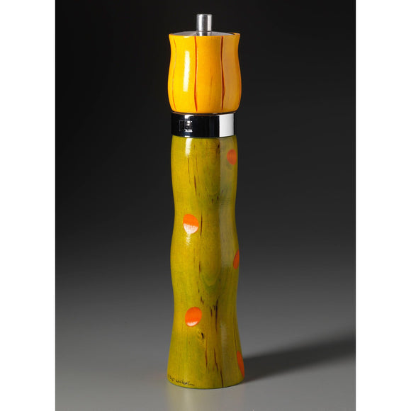 Combination in Green, Yellow, and Orange Wooden Salt and Pepper Mill Grinder Shaker by Robert Wilhelm of Raw Design