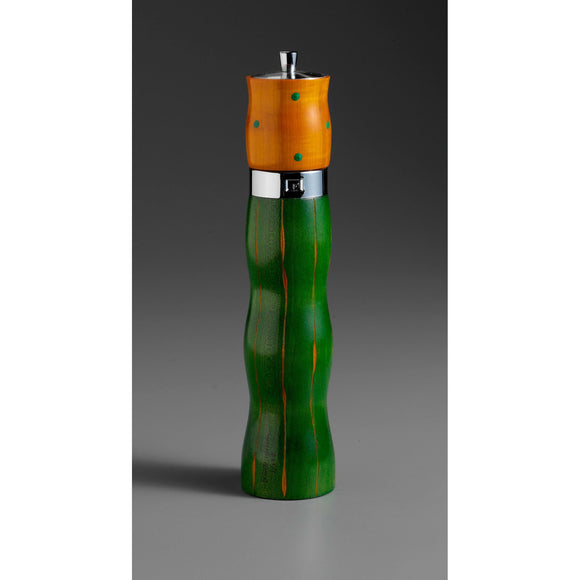 Combination in Green and Yellow Wooden Salt and Pepper Mill Grinder Shaker by Robert Wilhelm of Raw Design