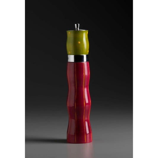 Combination in Ruby, Orange, Lime and Yellow Wooden Salt and Pepper Mill Grinder Shaker by Robert Wilhelm of Raw Design