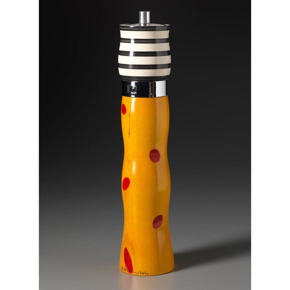 Combination in Yellow, Red, Black, and White Wooden Salt and Pepper Mill Grinder Shaker by Robert Wilhelm of Raw Design