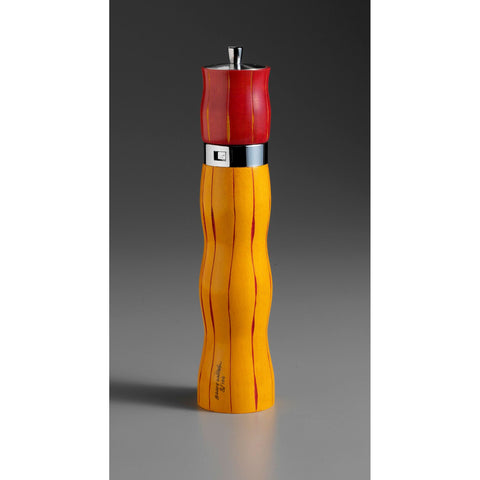 Combination in Yellow and Red Wooden Salt and Pepper Mill Grinder Shaker by Robert Wilhelm of Raw Design