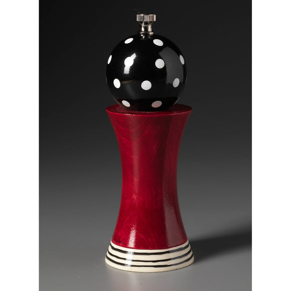 Alpha in Burgundy, Black, and White Wooden Salt and Pepper Mill Grinder Shaker by Robert Wilhelm of Raw Design