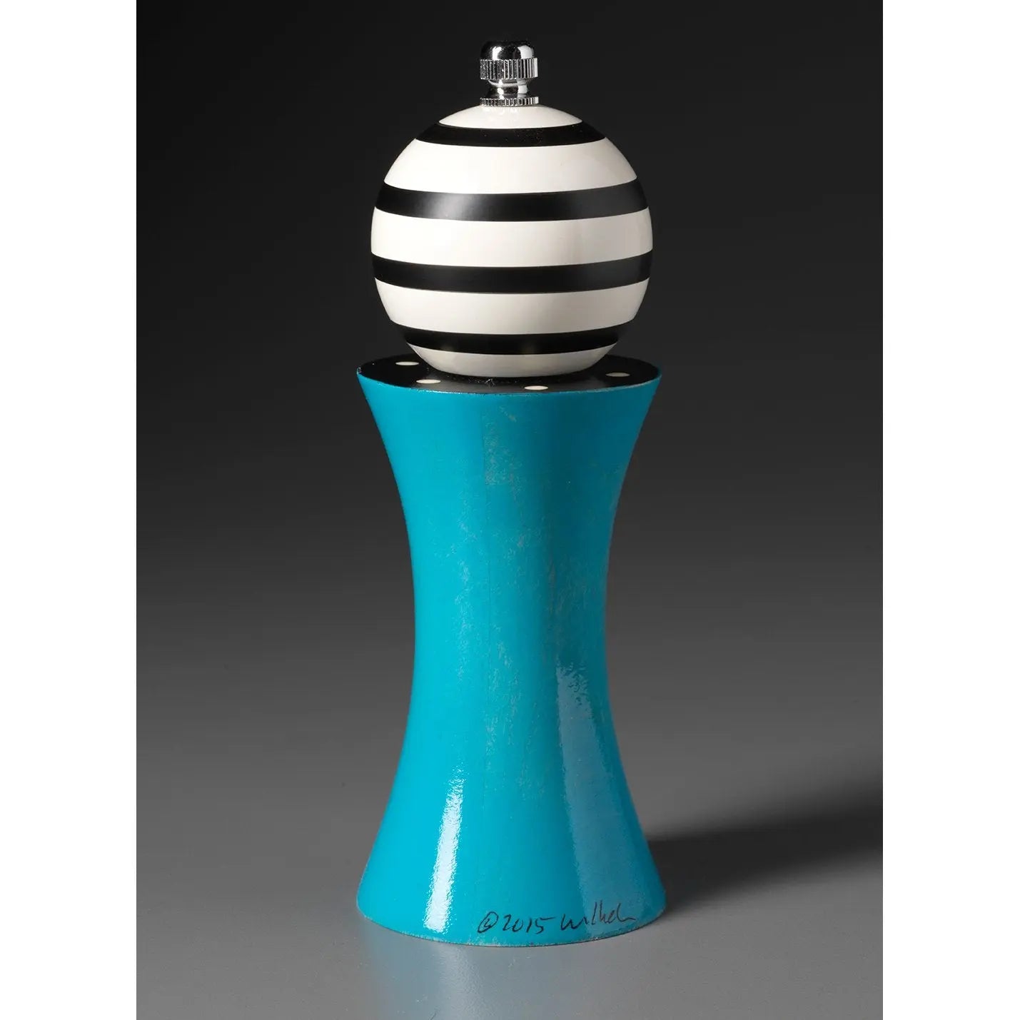 Alpha in Turquoise, Black, and White Wooden Salt and Pepper Mill Grinder  Shaker by Robert Wilhelm of Raw Design