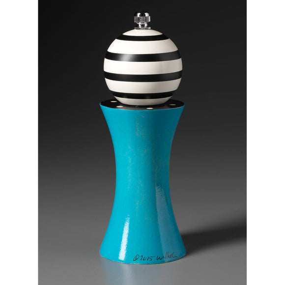 Wood Salt or Pepper Mill Grinder Alpha in Turquoise Black and White by Robert Wilhelm of Raw Design Artistic Artisan Designer Handmade Wood Salt And Pepper Mills Grinders and Shakers