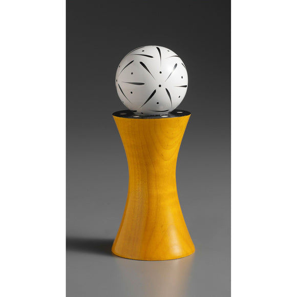 Wood Salt or Pepper Mill Grinder Alpha in Yellow White and Black by Robert Wilhelm of Raw Design Artistic Artisan Designer Handmade Wood Salt And Pepper Mills Grinders and Shakers