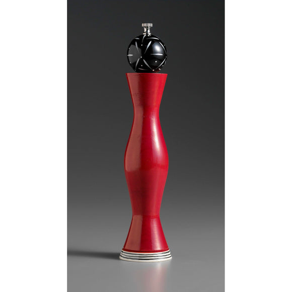 Apex in Black, Red, and White Wooden Salt and Pepper Mill Grinder Shaker by Robert Wilhelm of Raw Design