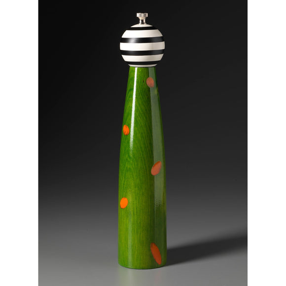 Ellipse in Green, Orange, Black, and White Wooden Salt and Pepper Mill Grinder Shaker by Robert Wilhelm of Raw Design
