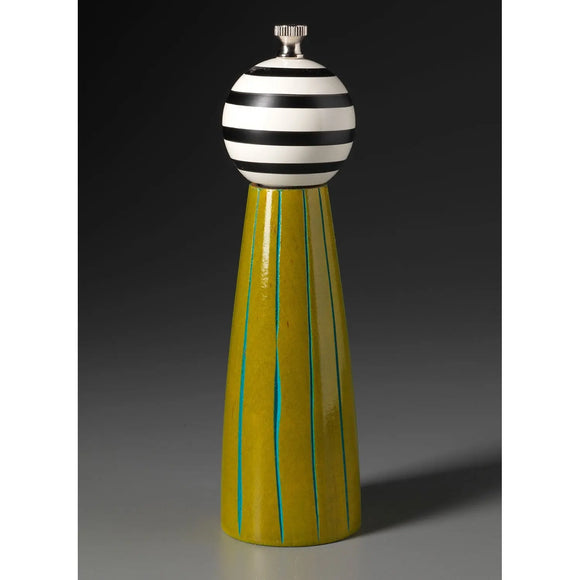 Grooved in Lime, Turquoise, Black and White Wooden Salt and Pepper Mill Grinder Shaker by Robert Wilhelm of Raw Design