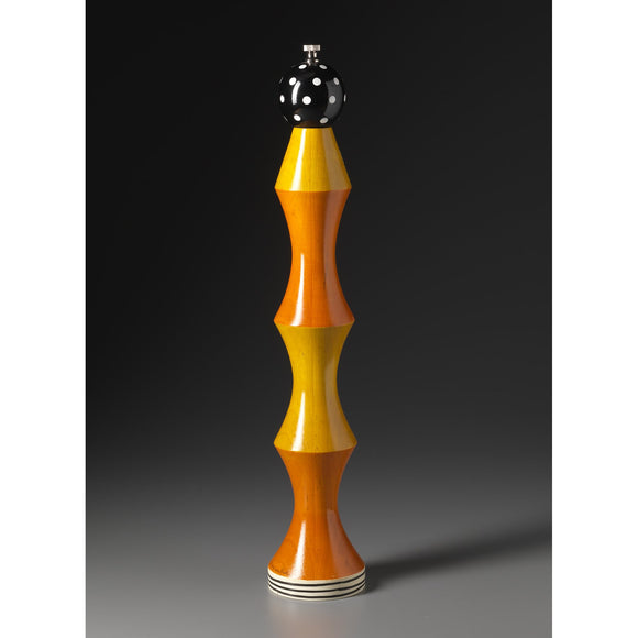 Orange, Yellow, Black, and White Wooden Salt and Pepper Mill Grinder Shaker by Robert Wilhelm of Raw Design