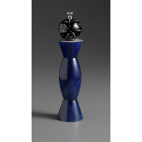 Wood Salt or Pepper Shaker or Mill Grinder Aero in Blue Black and White by Robert Wilhelm of Raw Design Artistic Artisan Designer Handmade Wood Salt And Pepper Mills Grinders and Shakers