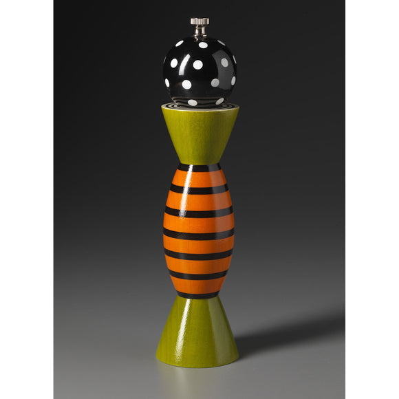 Aero in Orange, Green, Black, and White Wooden Salt and Pepper Mill Grinder Shaker by Robert Wilhelm of Raw Design