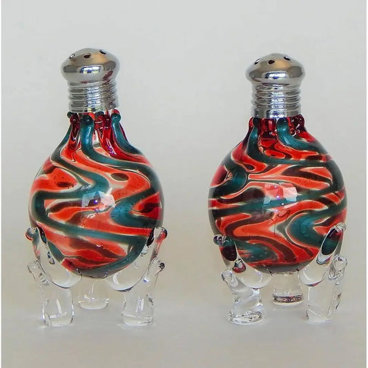 Zig Zag 223 Blown Glass Salt and Pepper Shaker by Four Sisters Art Glass