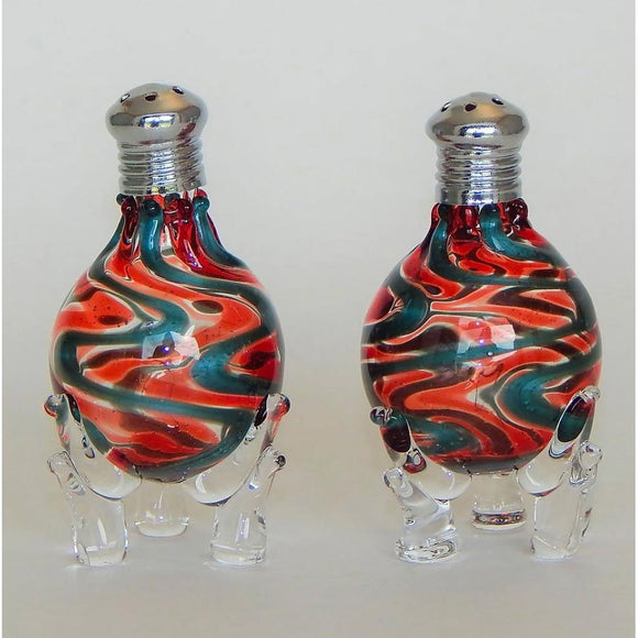 Zig Zag 223 Blown Glass Salt and Pepper Shaker by Four Sisters Art Glass