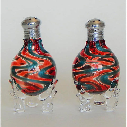 Zig Zag 223 Blown Glass Salt and Pepper Shaker by Four Sisters Art Glass