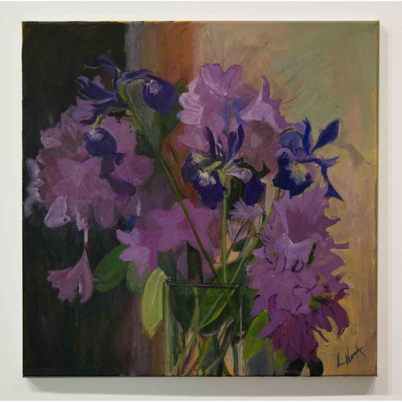 Lila Bacon Floral Painting on Canvas Spring-Rhoadies-and-Iris-2015 c-lb189