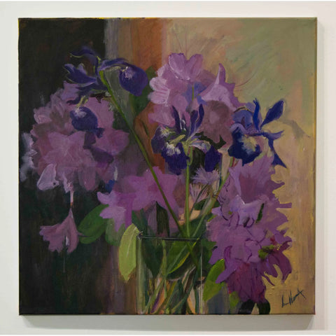 Lila Bacon Floral Painting on Canvas Spring-Rhoadies-and-Iris-2015 c-lb189