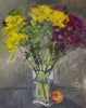 Lila Bacon Floral Painting on Canvas Mums and Apple c-lb202