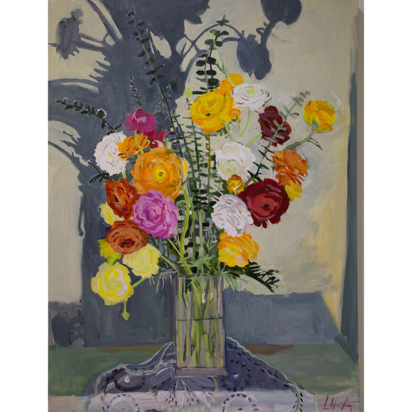 Lila Bacon Floral Painting on Canvas Ranunculus 2 c-lb220