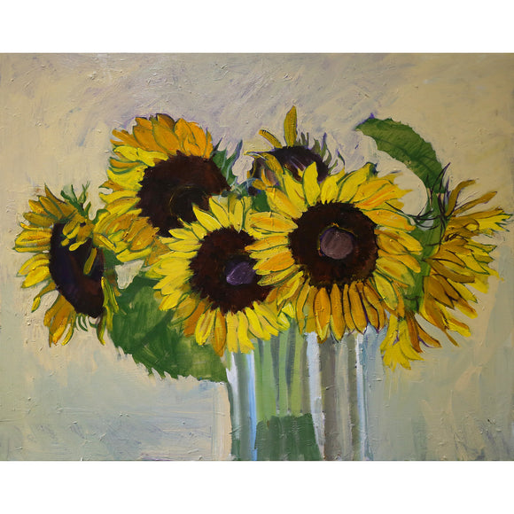 Lila Bacon Floral Painting on Canvas Sunflowers 2016