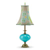 Chelsea Table Lamp, Kinzig Design, Turquoise Blue, Lime, Blown Glass, Silk Shade, Artistic Artisan Designer Table Lamps
