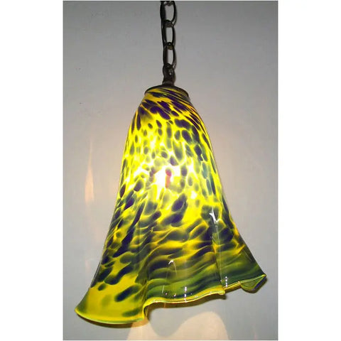 Crystal Postighone Blue Yellow Pendant Light, Artistic, Artisan, Hand Blown Glass Pendants