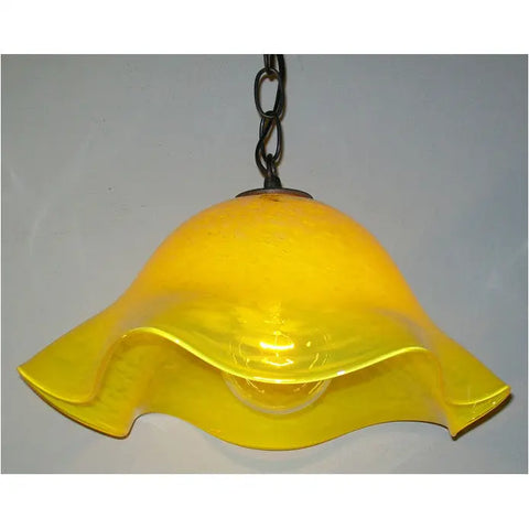 Crystal Postighone Yellow Glass Pendant Light, Artistic, Artisan, Hand Blown Glass Pendants