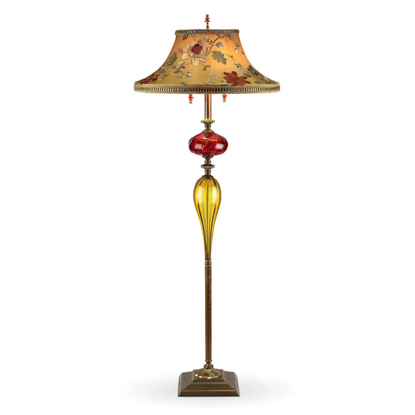 Kinzig Design Freddy Floor Lamp Gold Red Rose Salmon Green Blown Glass Silk Shade Sweetheart Gallery LLC Contemporary Craft Gallery Fine American Craft Art Decor Handmade Home Personal Accessories
