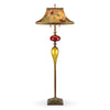 Kinzig Design Freddy Floor Lamp Gold, Red, Rose, Salmon, Green, Blown Glass, Silk Shade, Artistic Artisan Designer Table Lamps