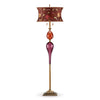 Kinzig Design Victor Floor Lamp Brown, Fuchsia, Salmon, Purple, Blown Glass, Silk Shade, Artistic Artisan Designer Floor Lamps