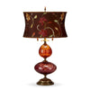 Violeta Table Lamp, Kinzig Design, Purple, Salmon, Fuchsia, Brown, Blown Glass, Silk Shade, Artistic Artisan Designer Table Lamps